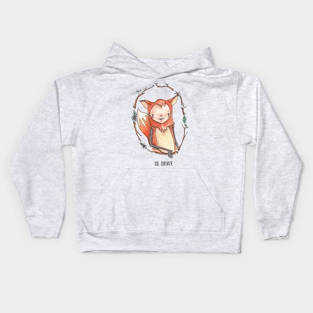 Be Brave Fox Kids Hoodie by Flightoftheparcel